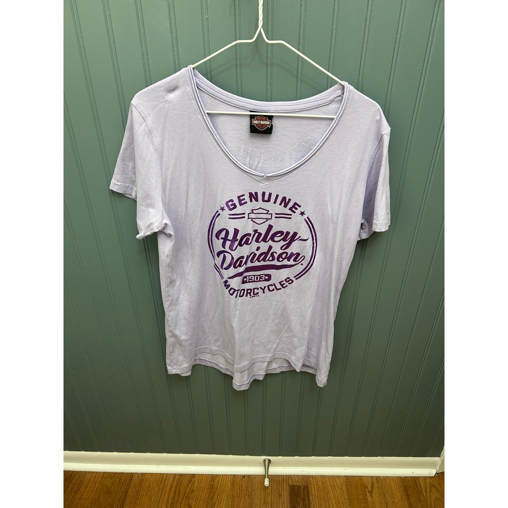 Genuine Harley Davidson Fort Bragg‎ Fayetteville NC Purple V-Neck Tee L